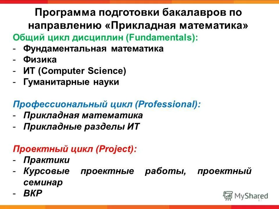 программы подготовки бакалавров