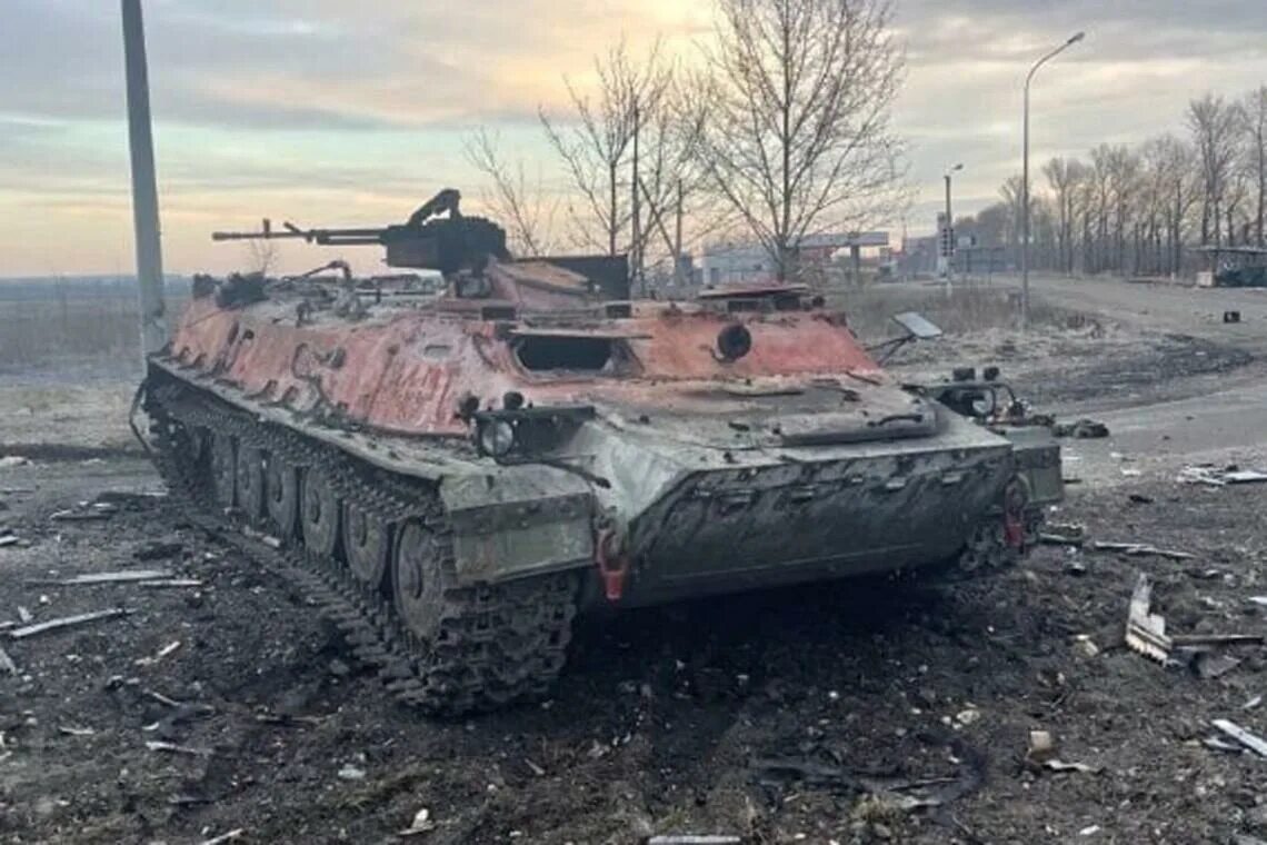 Подбитая колонна техники. Уничтоженная колонна украинской техники.