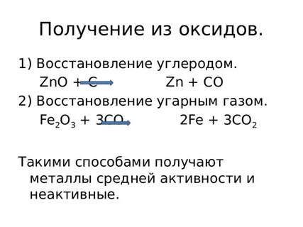 Восстановление оксидом углерода