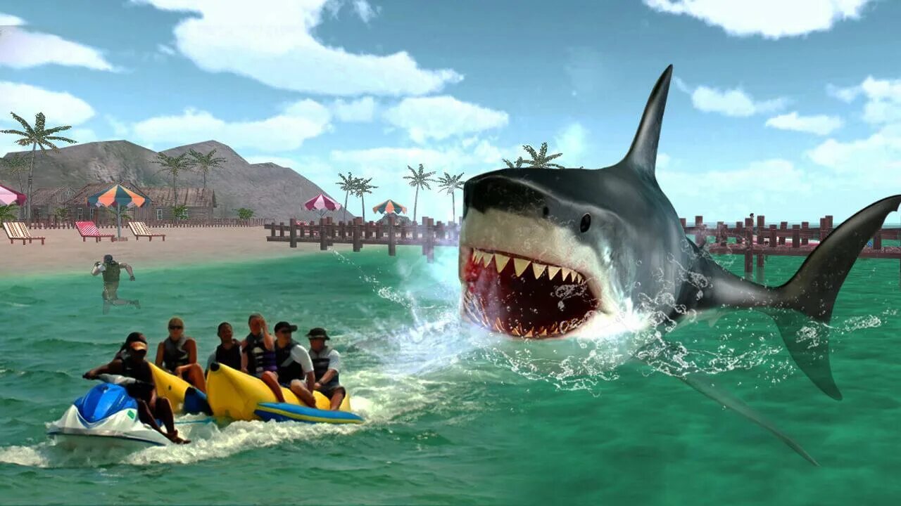 Ангри Шарк. Нападение акулы МЕГАЛОДОН. Shark Attack игра. Гонки на акулах.