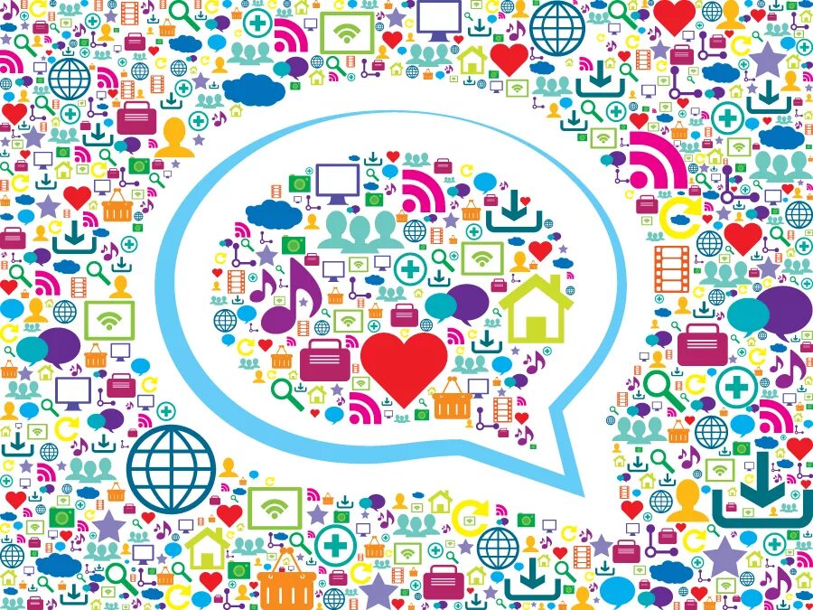 Social message. Media message. Communication in social Media. A social Media message. Social Bubbles illustration.