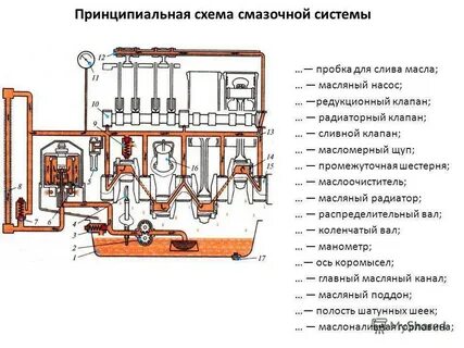 Схема движения масла в двигателе