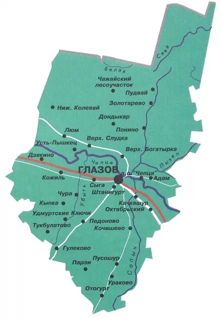 Карта Глазовского района Удмуртии. Карта Глазовского района. Карта Глазовского района населённые пункты. Реки Глазовского района на карте.