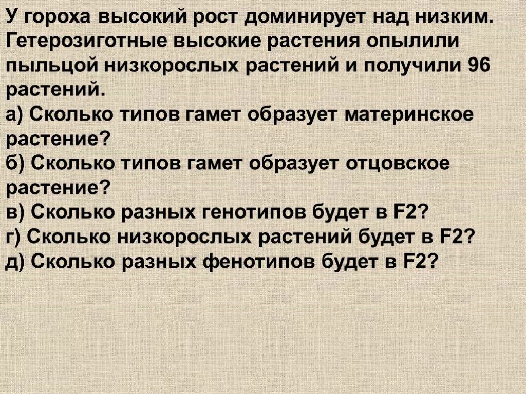 Каков рост гороха при следующих генотипах. У гороха высокий рост доминирует над низким. у гороха высокий рост доминирует над низким гомозиготное растение. высокий рост у гороха доминирует над низким низкорослые. гетерозиготные растения.