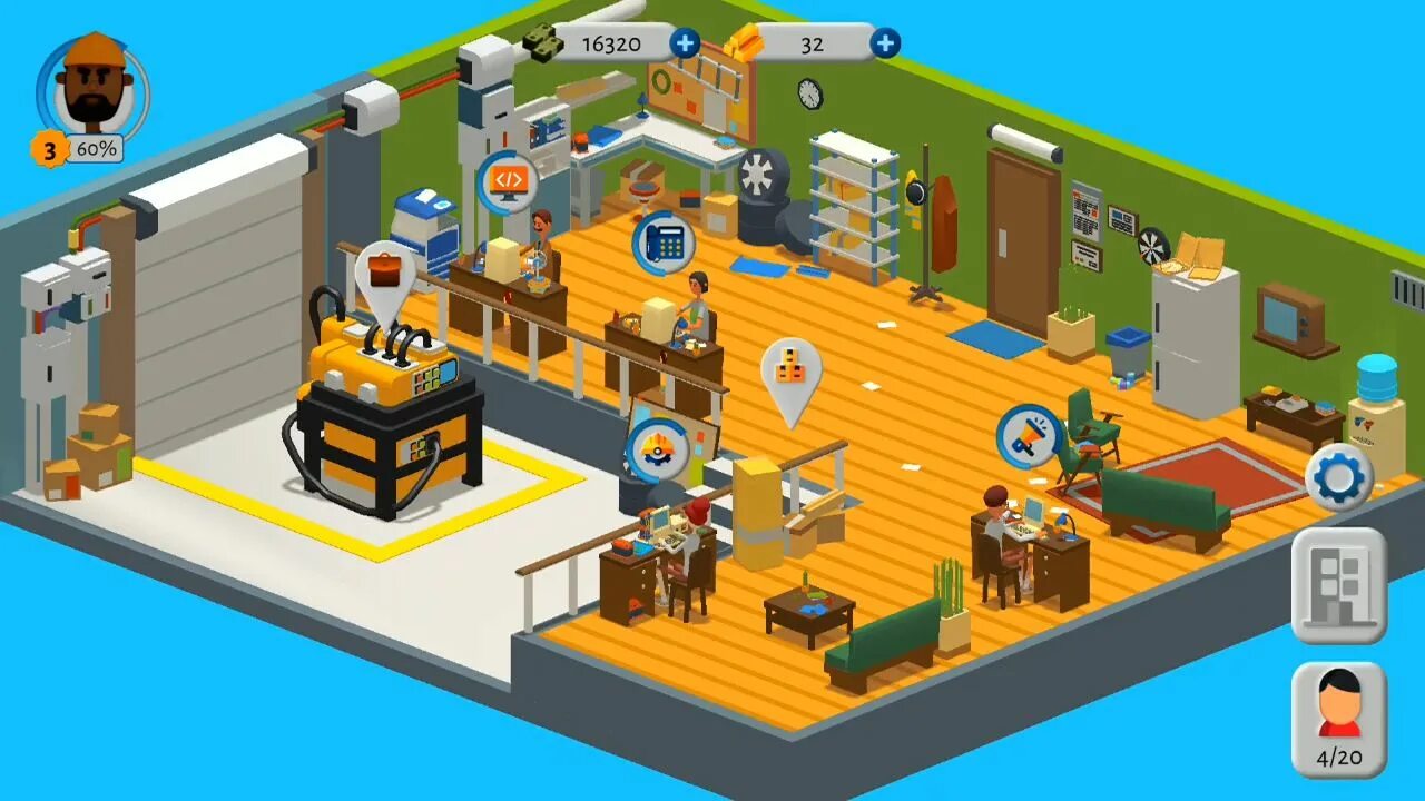 E startup business tycoon. Startup empire - idle tycoon.