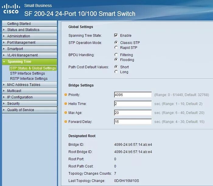 Enable Cisco. Spanning Tree cost Table 4096. RSTP Port cost. Switch settings in Cisco.