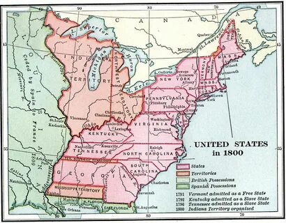 Карта сша 1800