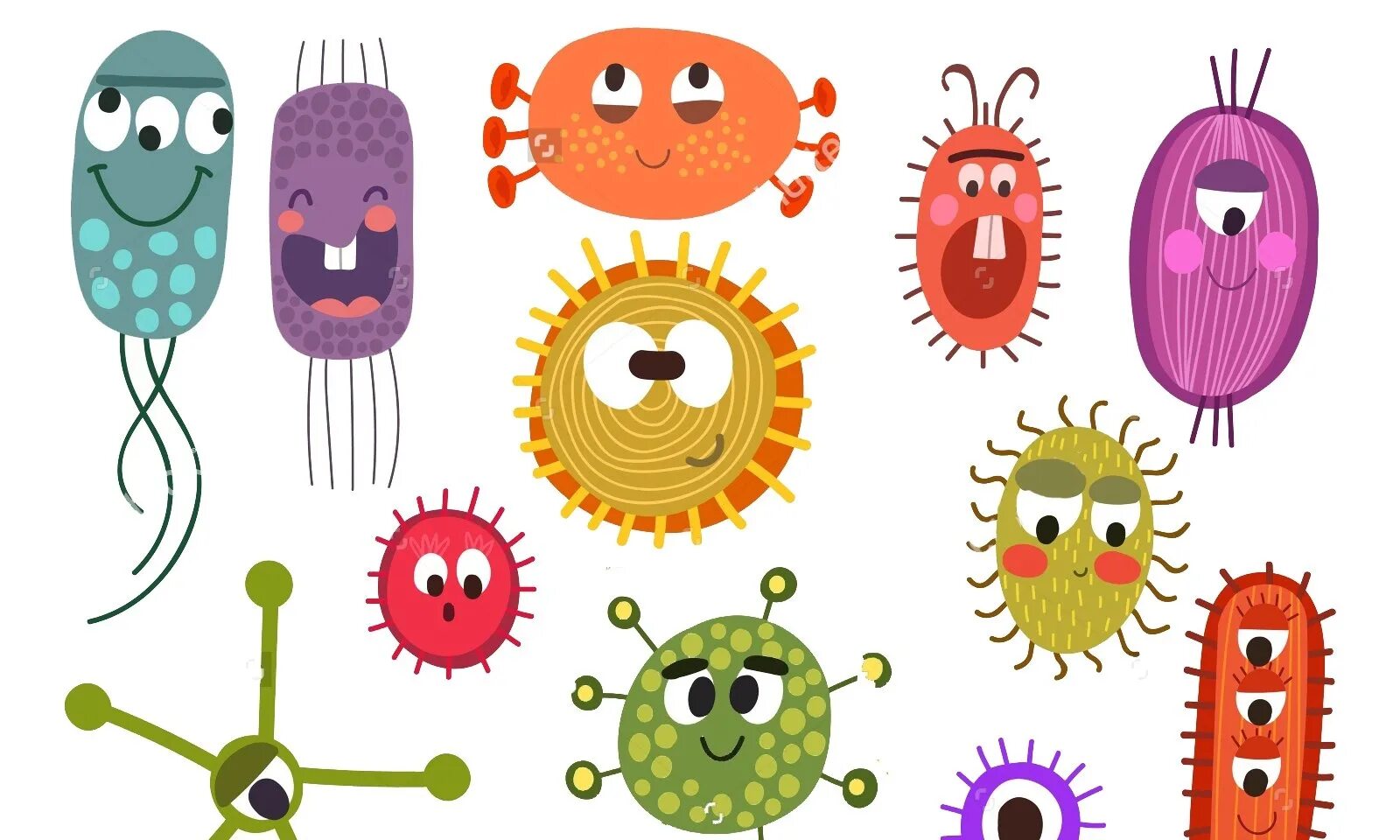 Бактерия 1 играть. Микробы для детей. Добрые бактерии. Микробы и вирусы картинки для детей. Смешные бактерии.