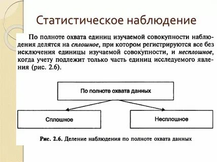 Охват единиц совокупности различают следующие виды
