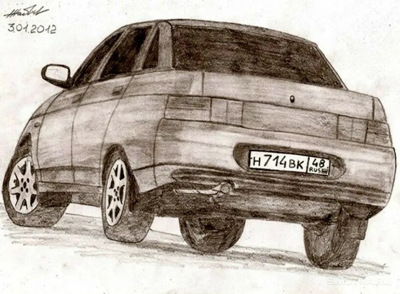 Ваз 2110 карандашом. Ваз 2110 рисунок сзади. Как нарисовать десятку. Ваз 2110 контур. Как нарисовать десятку.