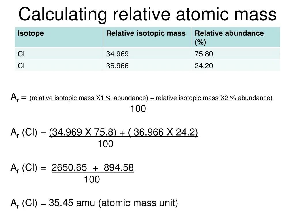 Mass calculator. Relative atomic mass. calculating relative atomic mass. relative isotopic mass. average atomic mass formula.