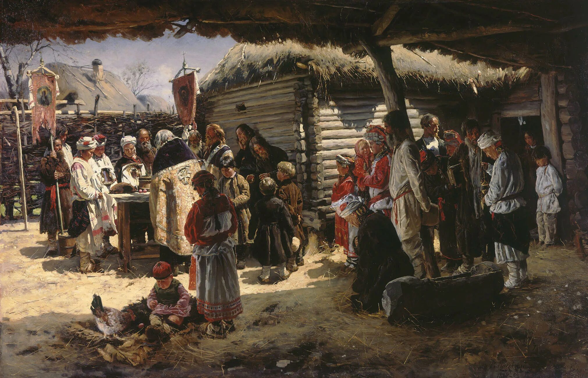 Русский живописец 17 века. МАКАВСКИ малебен на Пасху.