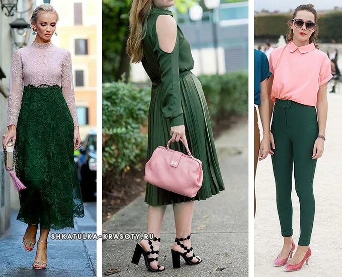 Зеленый сочетается с розовым. Сочетание зеленого с розовымвым в одежде. Зеленый с розовым в одежде. Сочетание розового и зеленого в одежде. Зеленый сочетается с розовым.