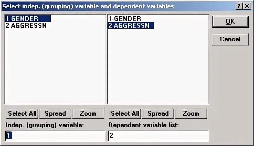 Variable чит 1.1 5. Dependent variable and grouping variable.