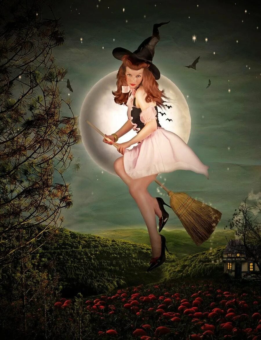 Красивая ведьма на метле. Праздники ведьм. Праздники ведьм. Ведьма открытка. Даты ведьма.