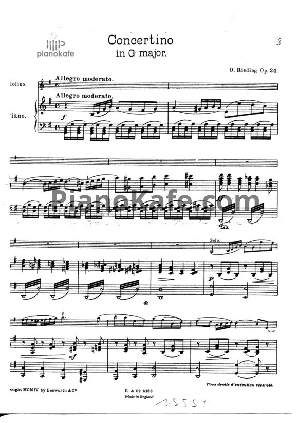 Ридинг концерт соль мажор. Концерт ридинга соль мажор для скрипки ноты.