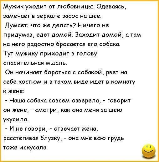 Как вести любовнице с мужчиной. Анекдоты про парня и девушку. Анекдот про говорящую собаку. Анекдот про сына и дочь в замужестве. Анекдоты про мужа и жену.