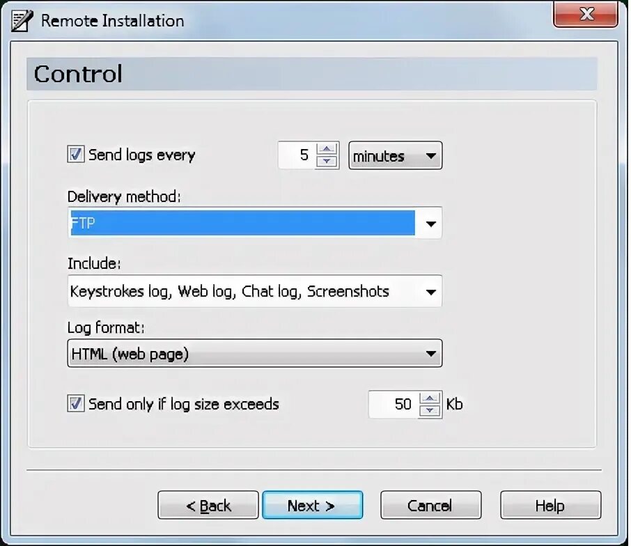 Log folder. Remote install.