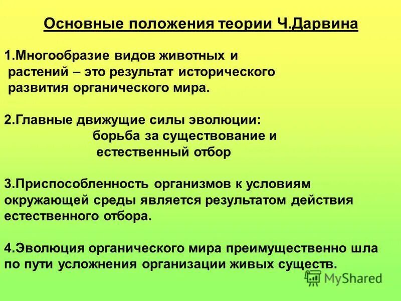 Основные учения Дарвина. 4 Положения эволюционной теории Дарвина. Положение эволюционного учения ч Дарвина. Теория эволюции по Дарвину основные положения.