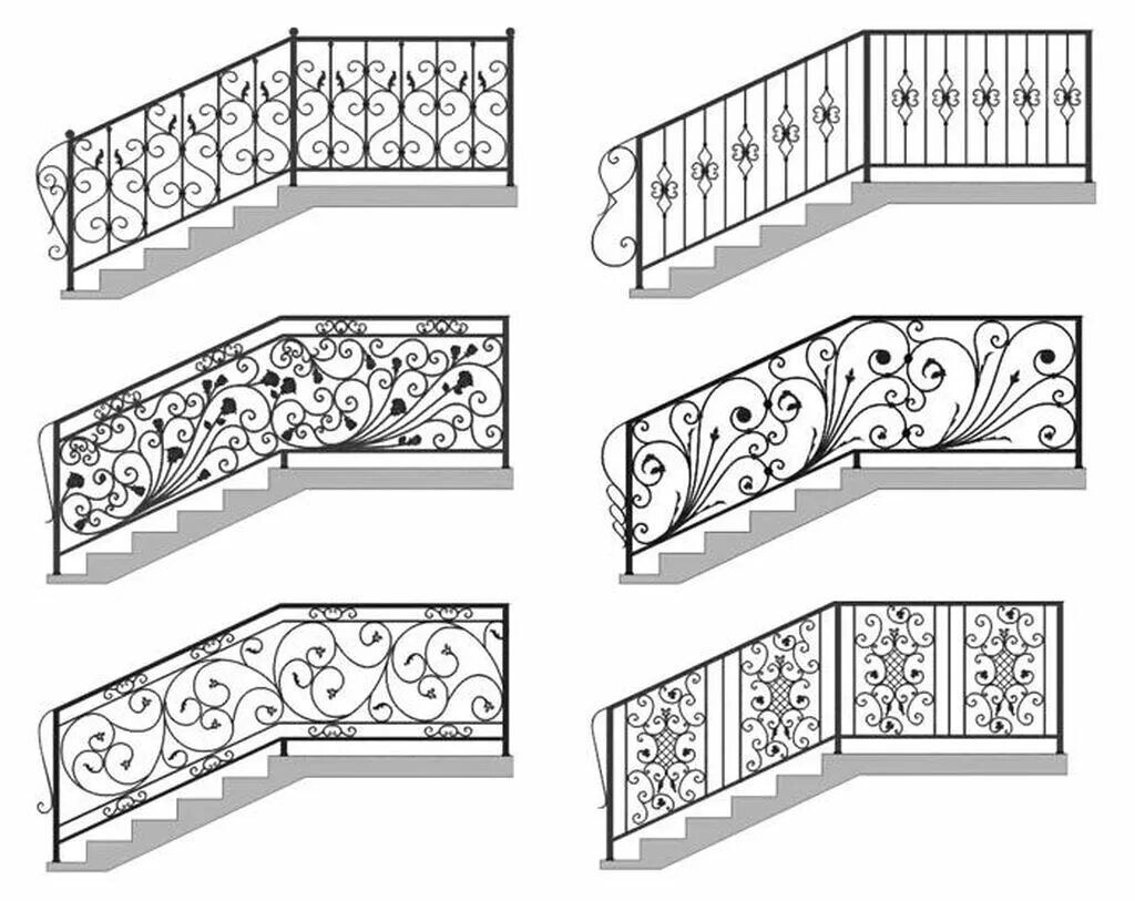 На рисунке схематично изображены перила лестницы. Эскизы кованых перил для лестниц. Узоры на перила. Металлические узоры для перил. Эскизы кованых ограждений для лестниц.