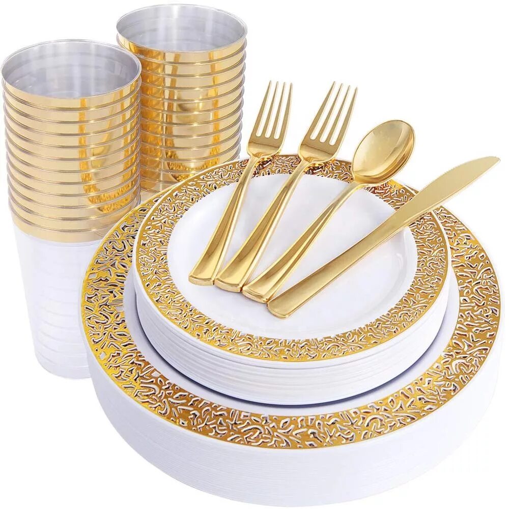 Золотистая посуда. Одноразовая посуда для банкета. Посуда тарелки золотые. Посуда с золотом. Одноразовая посуда тарелки с золотом.