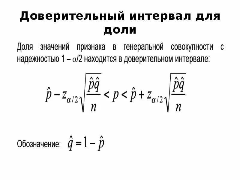 Интервал доверия. Формула доверительного интервала для Генеральной доли. Доверительный интервал для доли формула. Доверительный интервал для оценки доли. Доверительный интервал для разности долей.