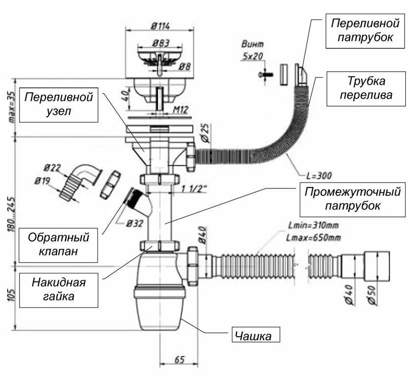 Сборка сифона - CormanStroy.ru