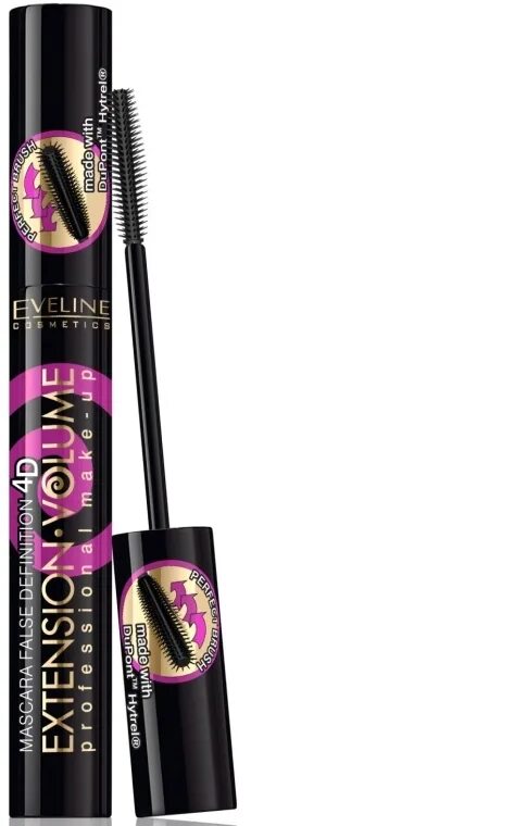 Eveline extension. Тушь для ресниц Эвелин Extension Volume. Eveline тушь д/ресниц. Eveline Cosmetics 4d Extension Volume&Waterprof Mascara. Eveline тушь Extension Volume эффект накладных ресниц 4d водостойкая.