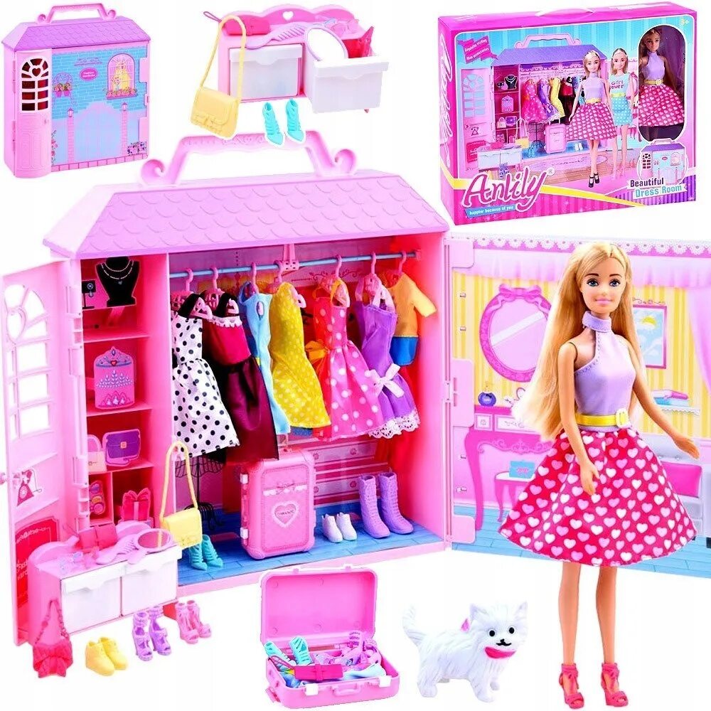 Большой набор кукол. Кукла Барби Anlily. Набор Barbie шкаф с куклой и одеждой, 30 см, dpp58. Гардеробная для Барби Anlily. Большой набор Барби с одеждой и аксессуарами.