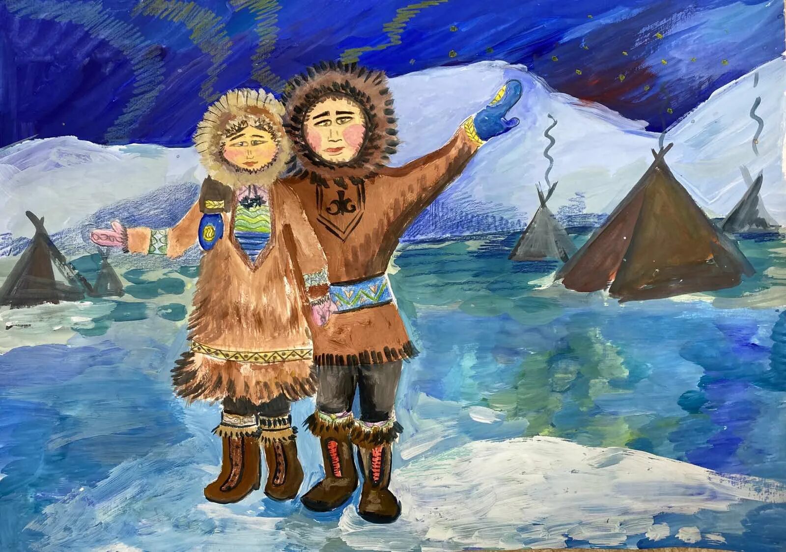 Рисунки народ севера. Ненцы ханты манси чукчи. чукчи, ханты мансы живопись. якуты ханты манси иллюстрация. чукчи ханты манси рисунки.