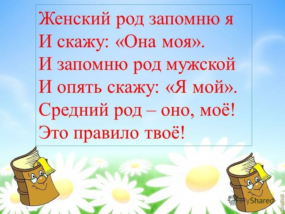 3 класс мужские и роды