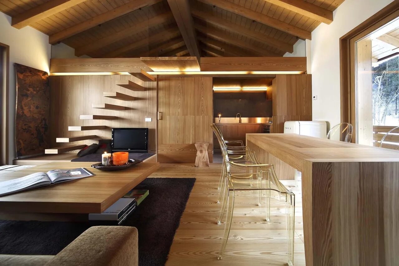 Дом Копенгаген Малер Хаус. Современный деревянный интерьер. Дерево в интерьере. Загородный дом интерьер.