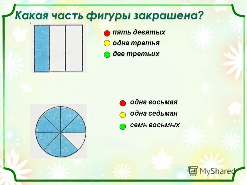 Одна восьмая часть прямоугольника. Какая часть фигуры закрашена. Одна восьмая часть. На фигуре восьмая часть. Восьмая часть числа.