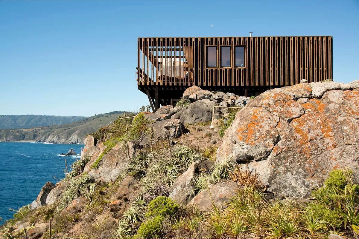 Triangle Cliff House, Норвегия. "Дом на скале" в штате Висконсин. Дом в скале Чили. Cliff House, Австралия. Современные скалы