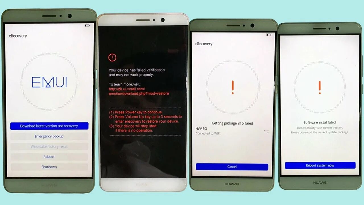 Хуавей ERECOVERY. ERECOVERY. Get package info failed. Что делать если на хоноре вылазит Huawei ERECOVERY. Your device has failed