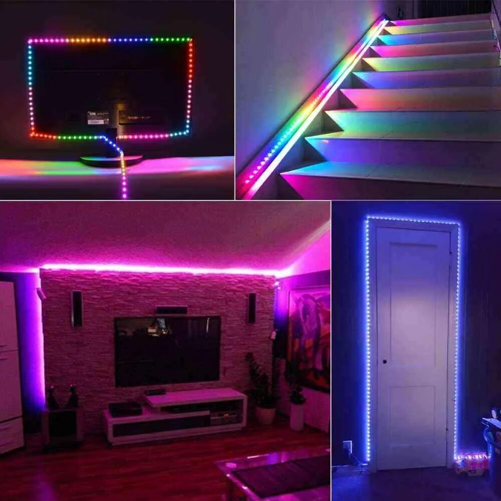 Поставь освещение. Светодиодная лента РГБ В комнате. RGB-неон 5 метров USB С пультом. Фиолетовая РГБ подсветка. РГБ светодиодная подсветка.