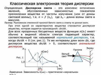 Зависимость показателя преломления от частоты световой волны