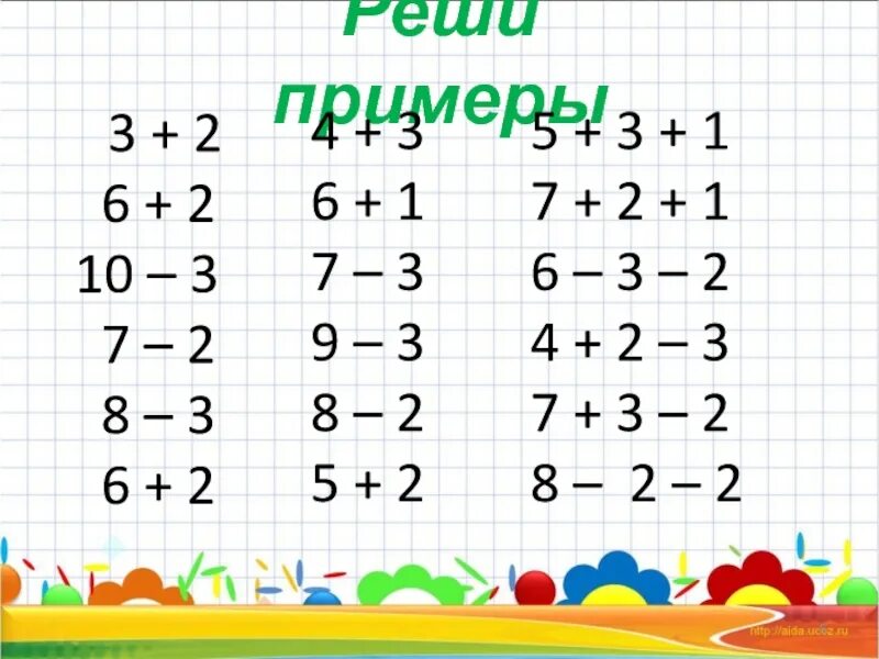 Решить примеры первого класса. Сложение в пределах 10. Примеры в пределах 10. Примеры на сложение до 10. Решение примеров на сложение в пределах 10.