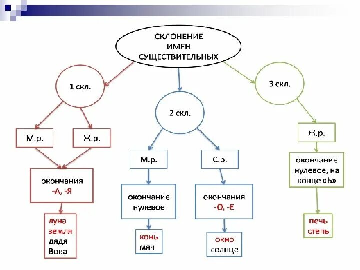 Кластер склонение имен существительных. Схема имени существительного. Схема имен существительных. Кластер склонение.