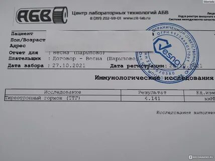 После приема эутирокса ттг