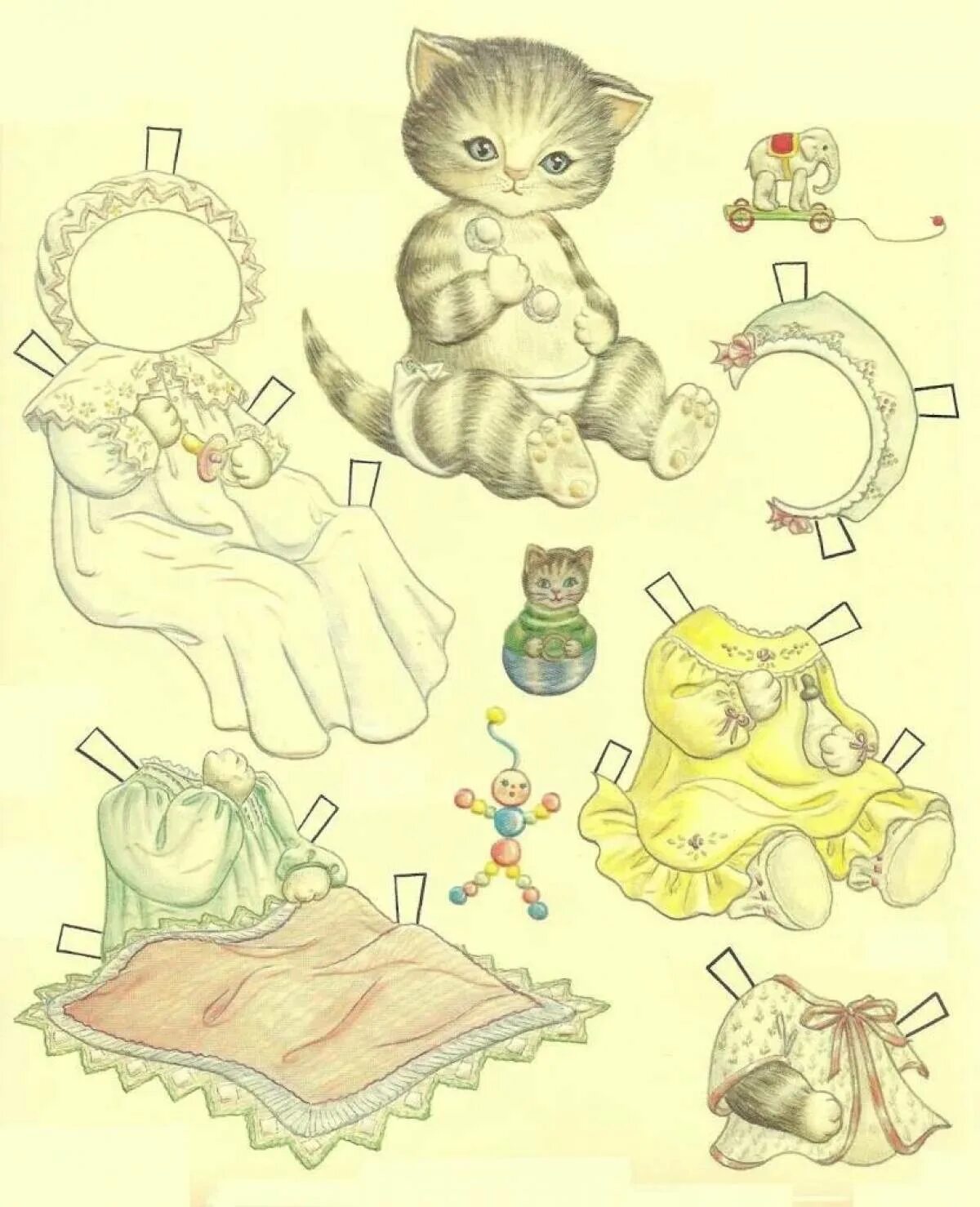 Раскраска милых котиков с одеждой. Винтажные бумажные куклы. Бумажная куколка котик. Бумажные котики с одеждой. Бумажные котята с одеждой.