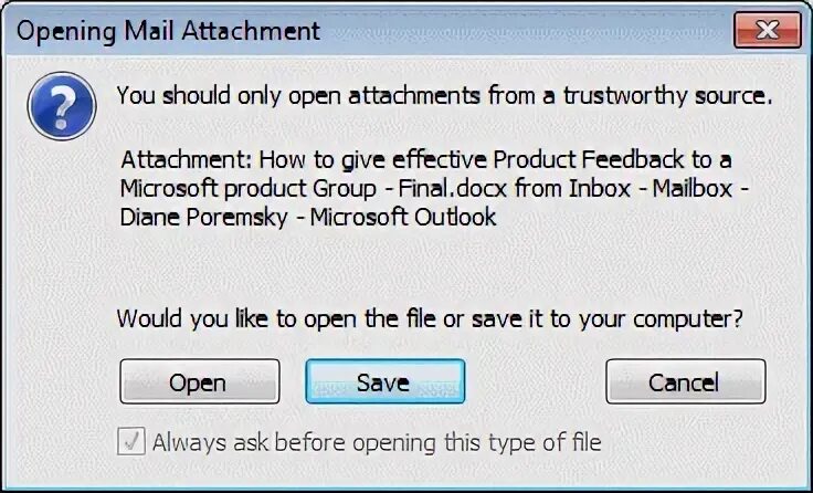 Saved attachments. Saved attachments