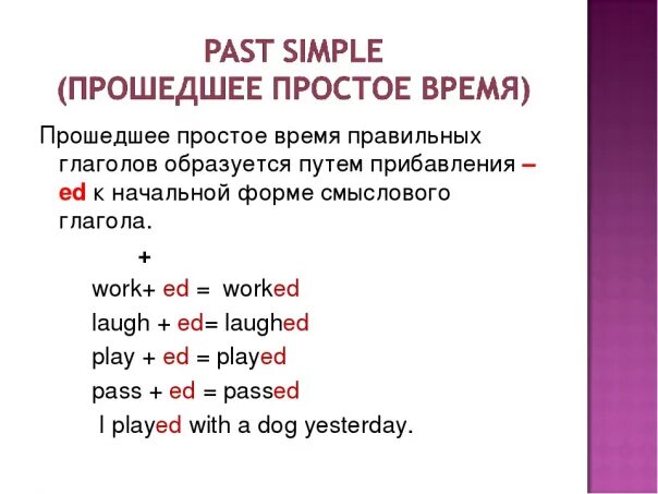Простая форма глагола прошедшего времени английский. Правило образования past simple с примерами. Глаголы в английском языке past simple. Паст симпл в английском таблица правило. Как образуются предложения в past simple.