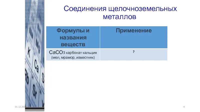 Формулы соединений щелочноземельных металлов