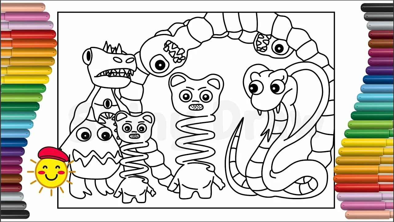 Садик банбан раскраска. Раскраска garten of ban ban. Раскраска ban ban. Garden of ban ban раскраска. Ban ban coloring.