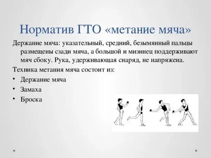 Метание малого мяча нормативы