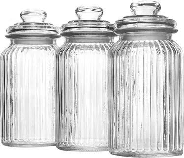 Vintage glass canister with lid