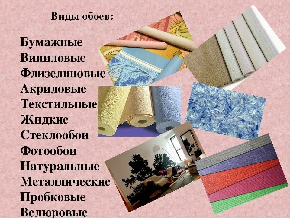 Какая основа обоев лучше. Типы обоев. классификация бумажных обоев. виды обоев таблица. виды обоев презентация.