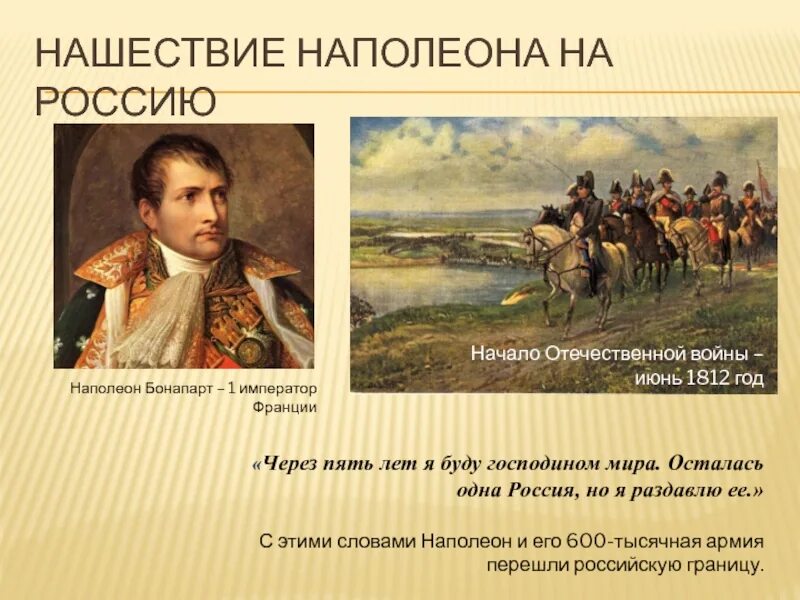 Вторжение Наполеона в Россию 1812 года кратко. Нашествие наполеона 1812 года