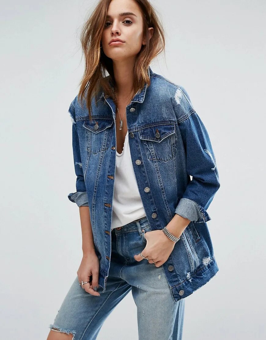 Джинсовые куртки цвета неба Fashion Дзен
